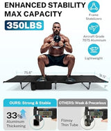 Gonex 31.5" Extra Wide Camping Cot with Premium Pillow Pocket Supports 350lbs, Portable Ultralight Folding Cot Bed for Adults Travel, Beach, Home, Sleeping (Black)