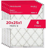 Frigidaire PureAir® 20x25x1 MERV 8 Allergen Electrostatic Pleated Air Conditioner HVAC AC Furnace Filters - 6 Pack (exact dimensions 19.81 X 24.81 X 0.81)