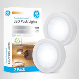 GE Wireless LED Puck Lights, Battery Operated, 20 Lumens, Touch Light, Tap Light, Stick On Lights, Under Cabinet Lighting, Ideal for Kitchen Cabinets, Closets, Garage, 6 Pack, 45994