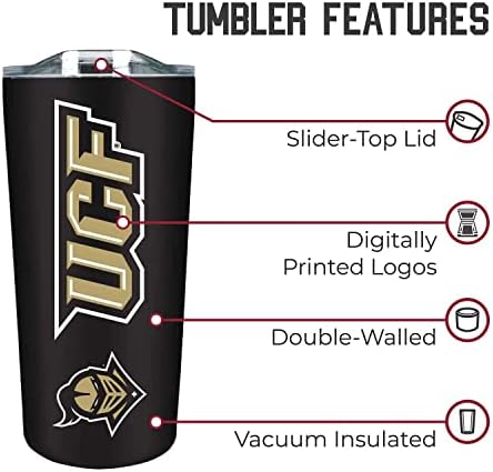 Campus Colors NCAA Stainless Steel Tumbler perfect for Gameday - 18 oz - Double Walled - Keeps Drinks Perfectly Insulated (Central Florida Knights - Black)