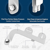 Bio Bidet SlimEdge Bidet Attachment for Toilet, Non Electric, Self Cleaning Dual Nozzles for Front and Rear Cold Water Wash, Adjustable Water Pressure, Ultra Thin Design, White