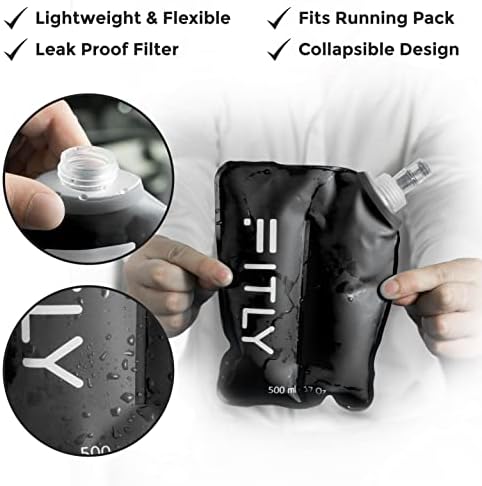 Soft Flask - Shrink As You Drink Soft Water Bottle for Hydration Pack - Folding Water Bottle Ideal for Running, Hiking, Cycling, Climbing & Rigorous Activity