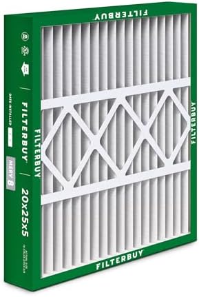 Filterbuy 20x25x5 Air Filter MERV 8 Dust Defense (2-Pack), Pleated HVAC AC Furnace Air Filters for Honeywell FC100A1037, Lennox X6673, Carrier, & More (Actual Size: 19.88 x 24.75 x 4.38 Inches)