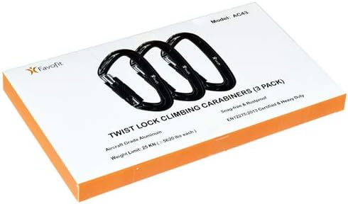 Heavy Duty Locking Climbing Carabiner - Favofit 25KN 42KN UIAA Certified Auto Lock Carabiner Clip for Arborist - 3.9'' Large Rock Climbing Hook for Hammock Rappelling Hunting