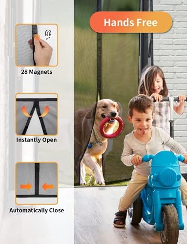 Magnetic Screen Door, Fit for Door Size:32"x82", Screen Itself Size 34"x83" Hands Free Entry, Pet and Kid Friendly, Reinforced Fiberglass Screen Door Mesh w/ 36 Strong Magnets for Patio/Front/Doorway