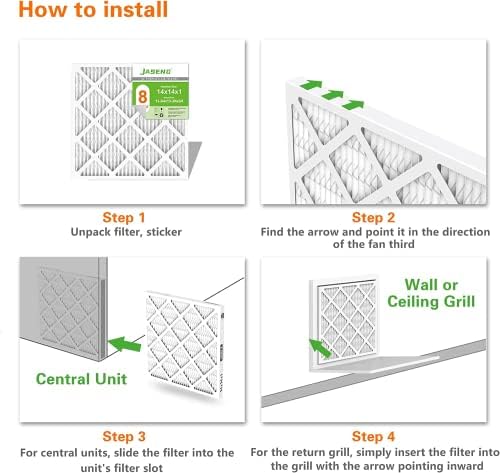 14x14x1 Air Filters, MERV 8 Pleated HVAC Furnace Filters (6-Pack) - Dust Defense, MPR 600 - exact dimensions: 13.75"x13.75"x0.75" - Replacement for AC, Heater, and Ventilation Systems