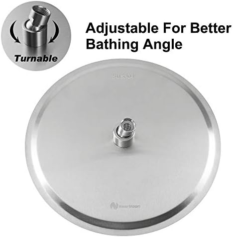 NearMoon Rain Shower Head, Ultra-Thin Design-Pressure Boosting, Awesome Some Experience, High Flow Stainless Steel Rainfall Head (12 Inch, Brushed Nickel)