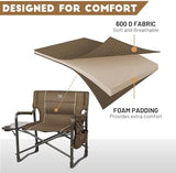 TIMBER RIDGE XXL Upgraded Oversized Directors Chairs with Foldable Side Table, Detachable Side Pocket, Heavy Duty Folding Camping Chair up to 600 Lbs Weight Capacity (Brown) Ideal Gift