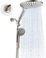 Dual Handheld Shower Head Combo, 2-in-1 Rain Shower Heads System 8 Inch Rainfall Shower Head and 10 Modes High Pressure Hand Held Showerhead with Built-in Power Wash