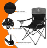 Oversized 4 Pcs Camping Chair Set with Table,Outdoor Folding Heavy Duty Lawn Chair,Cup Holder,Portable,Loveseat Chair Perfect for Family Hiking,Picnics and Beach Trips,Black