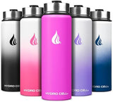 HYDRO CELL Stainless Steel Insulated Water Bottle with Straw - For Cold & Hot Drinks - Metal Vacuum Flask with Screw Cap and Modern Leakproof Sport Thermos for Adults (Fuchsia 24oz)