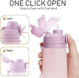 Collapsible Water Bottles 20oz, Leak Proof, BPA-Free, Foldable Silicone Travel Water Bottle with Straw Strap for Cycling, Hiking, Outdoors