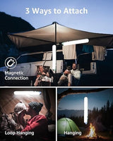 Solar Camping Lights Rechargeable, 3 Lighting Modes, IP66 Waterproof Inflatable Lamp for Hiking, Backpacking, Survival, Collapsible Tent Lights for Camping, Portable Lanterns for Power Outage