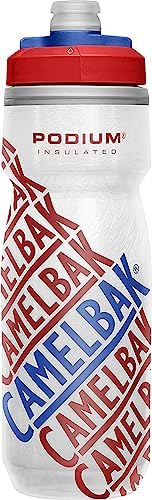 CamelBak Podium Chill Insulated Bike Water Bottle - Easy Squeeze Bottle - Fits Most Bike Cages - 21oz, Race Edition - Red