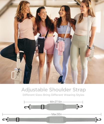 dabria Water Bottle Carrier Bag with Phone Pocket for Stanley 40/30 oz Tumbler Neoprene Water Bottle Holder Pouch with Adjustable Strap Bollus with Straw Cover & Carabiner for Stanley Cup Accessories