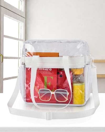 Paxiland Clear Bag for Stadium Events 12x6x12, Clear Tote Bag with Reinforced Strap, Transparent Bag for Sports Concert