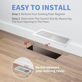 4x14 Inch Floor Register - Heavy Duty Steel Walkable Floor Vents - Easy Adjust Air Supply Lever - Vent Covers for Home (White)