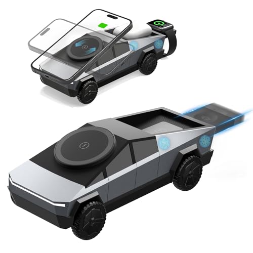 Cyberdock 3 in 1 MagSafe Charging Stand for Apple Device, Rotating Magnetic Fast Wireless Charger Stand with Ambient Light for iPhone 17-12, Apple Watch, AirPods for Christmas Birthday Gifts