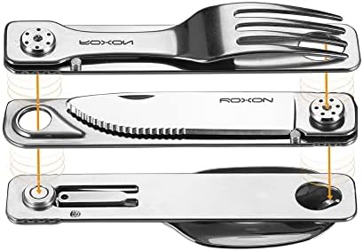ROXON C1 3 IN 1 Camping Utensils Detachable Cutlery Knife Spoon Fork for Outdoor Camping Hiking