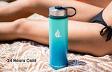 HYDRO CELL Stainless Steel Insulated Water Bottle with Straw - For Cold & Hot Drinks - Metal Vacuum Flask with Screw Cap and Modern Leakproof Sport Thermos for Adults (Teal/Blue 24oz)