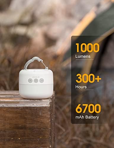 LED Camping Lantern Rechargeable 1000LM, Up to 300H Running Time Camping Tent Light, 6700mAh Emergency Light for Hurricane, Power Outages, Home, Hiking, Water-Resistant