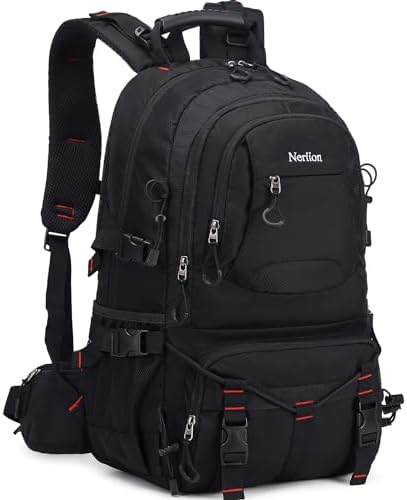 Nerlion 40L Hiking Backpack Travel Backpack for Men Women Camping Waterproof Outdoor Hiking Daypack Lightweight Backpack (Black)