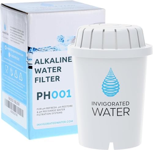 PH001 - White Alkaline Water Filter – Replacement Filters for All Invigorated Water Pitcher & Dispenser Filtration Systems – BPA-Free, Removes Chlorine, Heavy Metals – 96 Gallons/Filter (1-Pack)