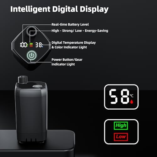 Moriko Portable Camping Shower, 6000mAh Rechargeable Shower Pump, Filtered Shower Head & 5 Gallons Foldable Bucket, Outdoor Shower for Hiking Beach, Travel, Pet Bath, Car Washing, Surf & Boat Cleaning