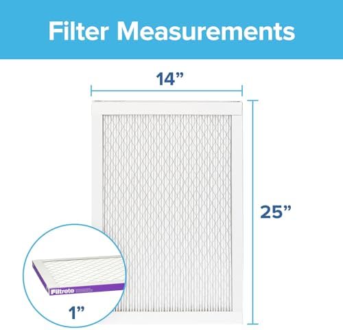 Filtrete 14x25x1 AC Furnace Air Filter, MERV 12, MPR 1500, CERTIFIED asthma & allergy friendly, 3 Month Pleated 1-Inch Electrostatic Air Cleaning Filter, 2-Pack (Actual Size 13.81x24.81x0.78 in)