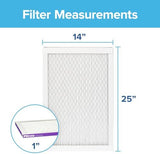 Filtrete 14x25x1 AC Furnace Air Filter, MERV 12, MPR 1500, CERTIFIED asthma & allergy friendly, 3 Month Pleated 1-Inch Electrostatic Air Cleaning Filter, 2-Pack (Actual Size 13.81x24.81x0.78 in)