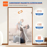 MAGZO Magnetic Screen Door Fit Door Size 72 x 80 Inch, Screen Size 74" x 81" Strong Magnet Door Mesh with Reinforced Hook & Loop for Patio, Sliding, French, White