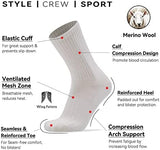 Busy Socks 3 Pack Men's Merino Wool Hiking Crew Socks Womens Warm Thick Cushioned Outdoor Athletic Socks for Walking Running