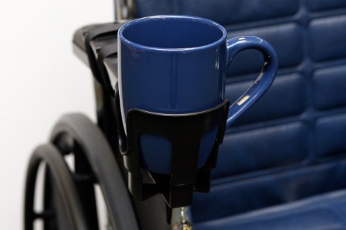 Nearly Universal OH - Wheelchair Cup Holder, Cup Holder for Electric Wheelchair and Mobility Scooter, Black