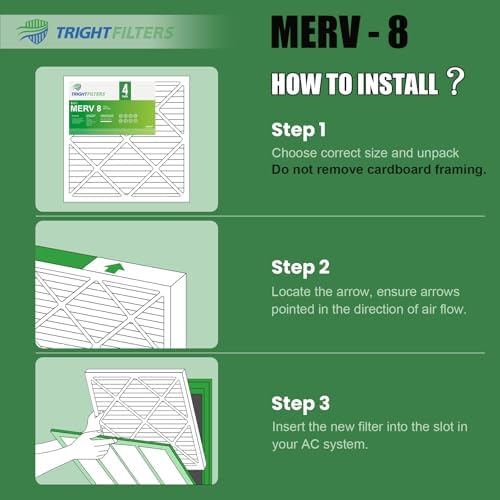 20x25x1 Air Filter 4 Pack, MERV 8 Pleated Dust Defense Air Filters Replacement Air Conditioner HVAC AC Furnace Filter, Durable and Lightweight