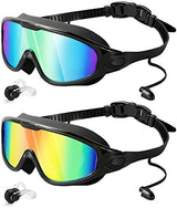 Rantizon Swim Goggles 2 Pack, Wide View Anti Fog&UV Swimming Goggles for Audlt, No Leaking Pool Accessories for Men Women Kid