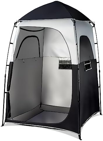 VINGLI 6.8FT Shower Tent, Large Instant Pop Up Shelter with Mesh Floor & Carrying Bag, Privacy Changing Room Tent for Toilet, Camping, Dressing, Lightweight & Sturdy, Easy Set Up