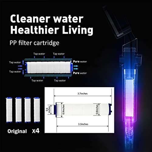 ANTOWER LED Shower Head with Handheld High Pressure Shower Heads Set with 79 Inch Shower Hose,Shower Holder,4 PP Cotton Filters,Turbo Fan Shower Water Temperature-Controlled One Key Pause Switch