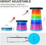 Upgraded Foldable Stool Thickened, Portable Collapsible Stool Retractable Stool for Fishing, Hiking Tours, BBQ, Parties, Outdoor Activities (Rainbow)