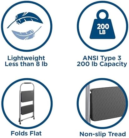 COSCO 2-Step Big Step, Steel Step Stool, Gray