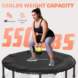 BCAN 450/550 LBS Foldable Mini Trampoline, 40"/48" Adult Fitness Trampoline with Bungees, U Shape Adjustable Foam Handle, Stable & Quiet Exercise Rebounder,Indoor/Outdoor Workout