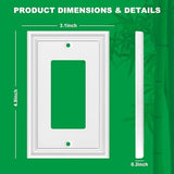 White Decorative Single Decorator Switch Covers Wall Plate, Natural Material Rocker Switch Plates Outlet Covers for Receptacle, GFCI Outlet, Dimmer - Modern Style (1 Gang Decorator 4 Pack)