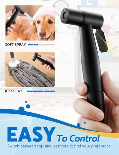 Black Handheld Bidet Sprayer for Toilet, Jet Sprayer for Toilet Muslim Shower, Adjustable Cloth Diaper Sprayer Bidets Attachment for Toilet, Bidet Hose for Feminine Wash，Matte Black