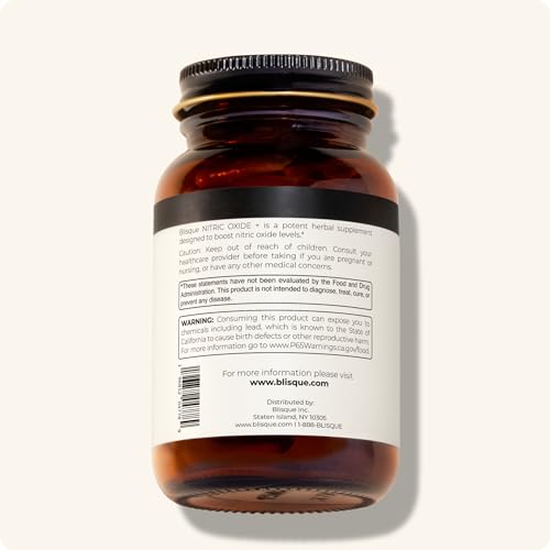 Blisque – Natural Nitric Oxide Booster Supplement for Blood Flow Support and Circulation | Doctor-Approved | with L-Arginine, Cayenne Fruit, and Beet Root | 90 Capsules | Vegan and Non-GMO