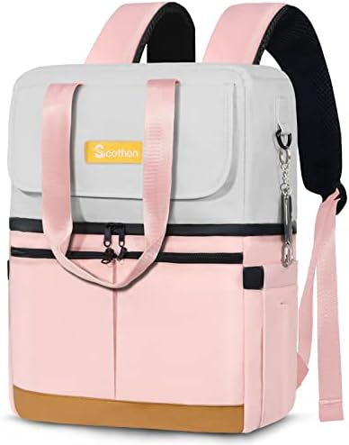 Backpack Cooler with Double Decker & 12 Ice Packs- Keeps 36 Cans Cold for Up to 24 Hours- Waterproof & Leak Proof Insulated Cooler Backpack- Stylish Cooler Bookbag for Women Travel Work Beach