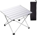 Tesouro Portable Camping Table,Folding Side Table Aluminum Top for Outdoor Cooking, Hiking, Travel, Picnic (Small, Sliver)