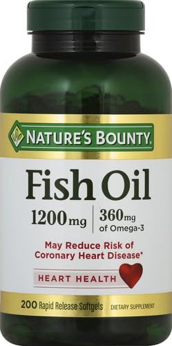 Nature's Bounty Fish Oil Omega 3 Supplements - Supports Heart Health,1200 Mg Fish Oil,Omega-3,200 Softgels,(Pack of 3)