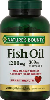 Nature's Bounty Fish Oil Omega 3 Supplements - Supports Heart Health,1200 Mg Fish Oil,Omega-3,200 Softgels,(Pack of 3)