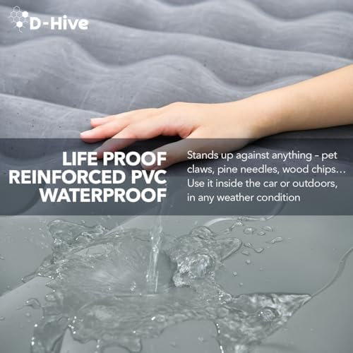 SUV Air Mattress, Ultra-Thick Material Extra-High Car Air Mattress, SUV Mattress for Toyota 4runner, Jeep Wrangler Air Mattress, Car Mattress w/Built-in Pump Inflatable Car Air Mattress Grey