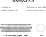 4-Inch Dryer Vent Hose 26FT, Flexible Aluminum Duct with 2 Clamps, Heavy-Duty Four Layer Protection for HVAC Ventilation and Exhaust