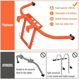 Ladder Stabilizer, Thickened Heavy Duty Steel Ladder Stabilizer with Wing Span/Wall Extension Accessory, Secure and Stable Ladder Standoff Arms for Roof Gutter with Anti-Slip Rubber Feet & Tool Tray